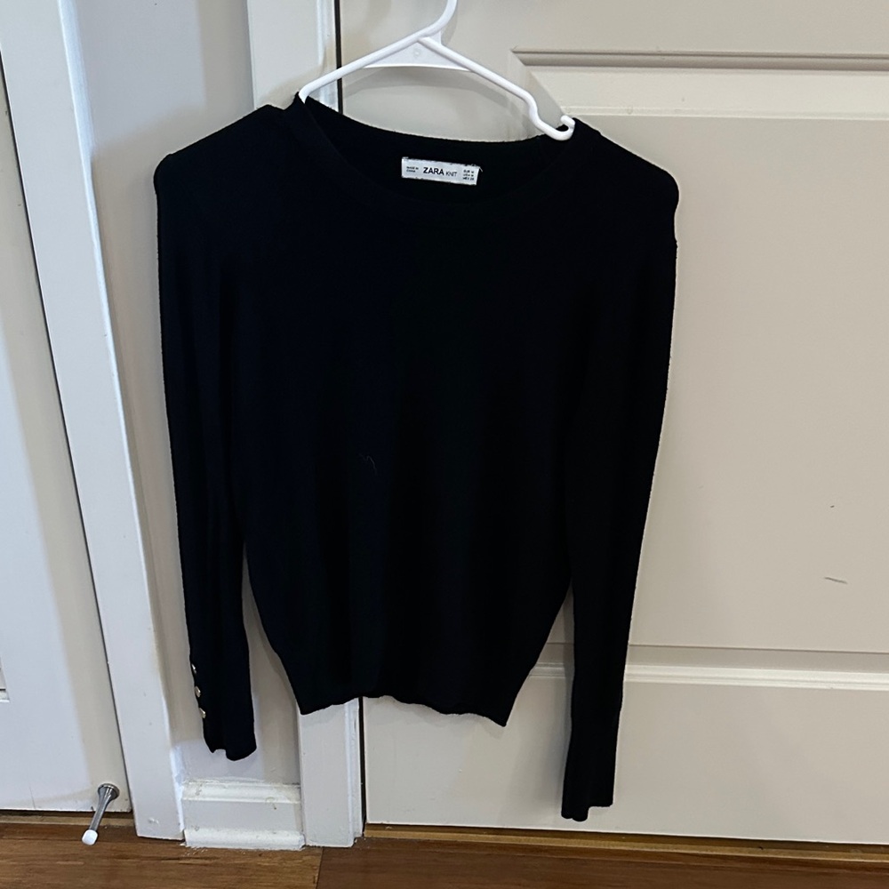 Zara knit Women's Elegant Black Long Sleeve Tee
